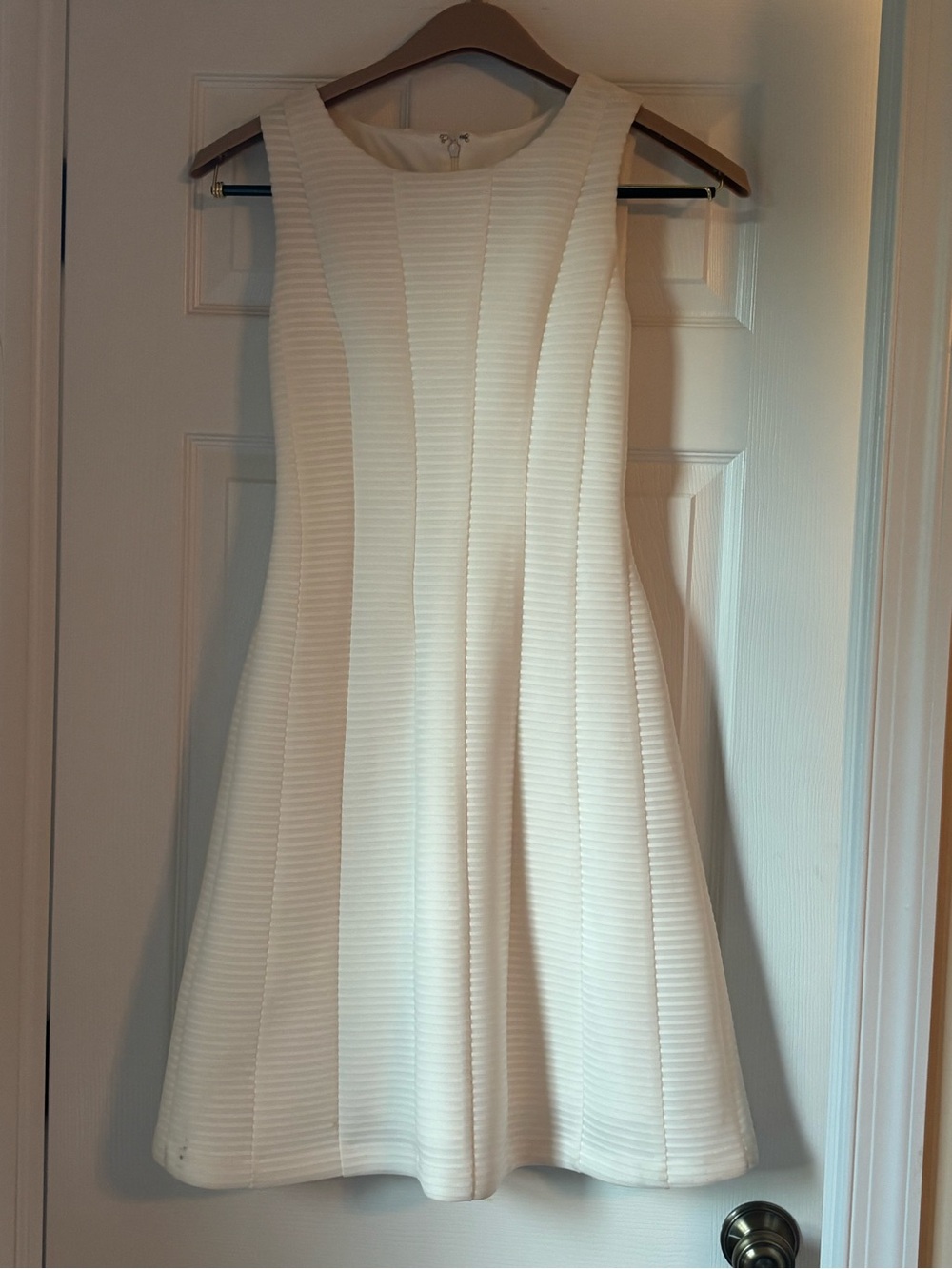 Calvin Klein Cream Ribbed Sleeveless Fit-and-Flare Dress